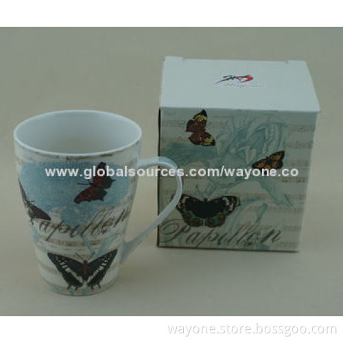 New Bone China Footed Mugs with Floral Design, Royal Shape, Ideal as Present, Food-safe, Butterfly